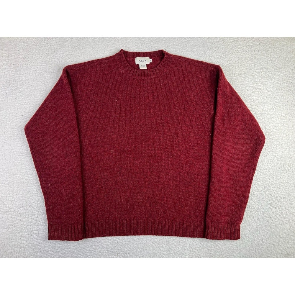 J Crew Womens‎ Red 100% Wool Crewneck Knit Pullover Sweater Medium